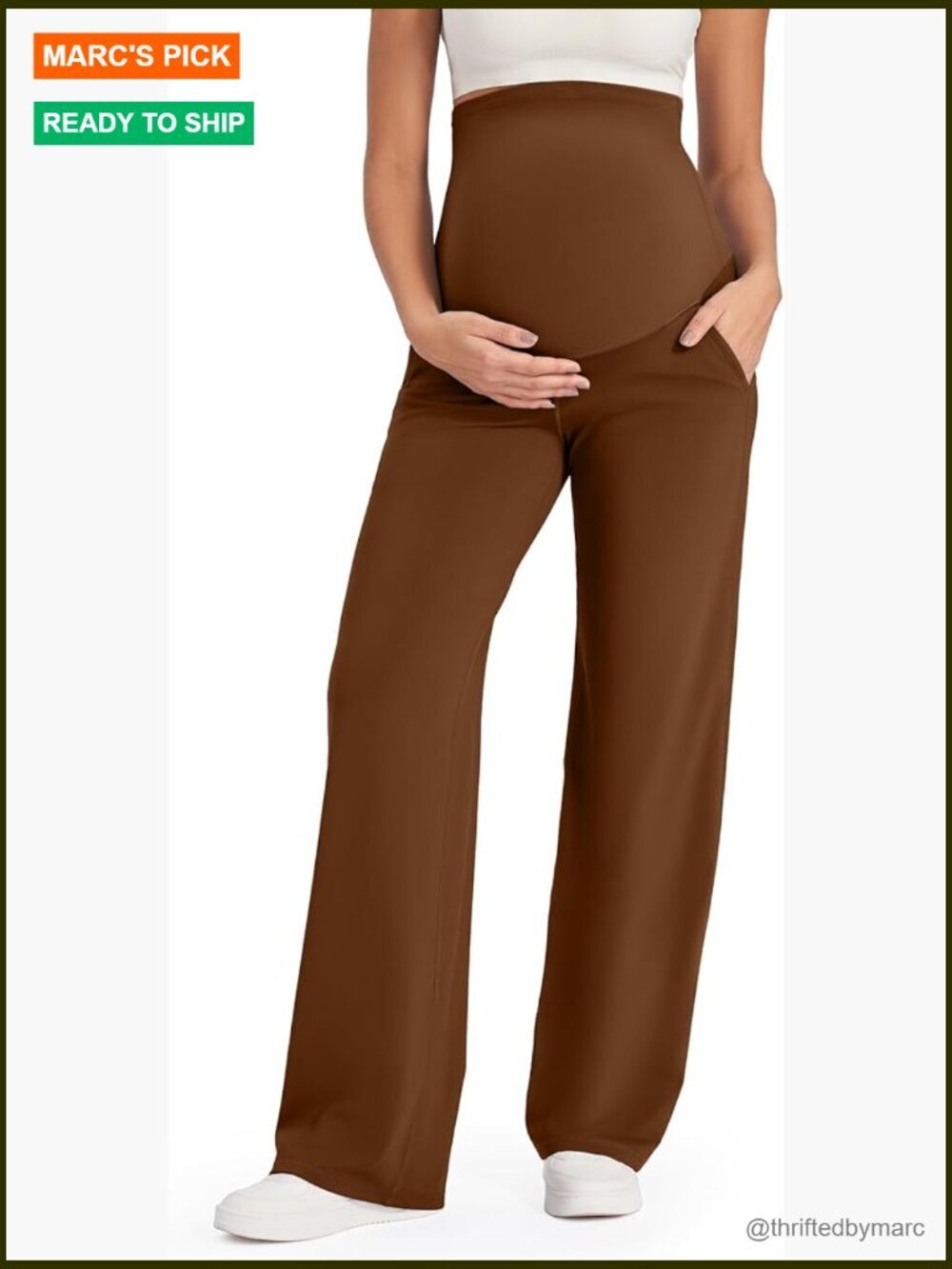Maternity Over the Belly Wide Leg Pants Yoga Work Pockets